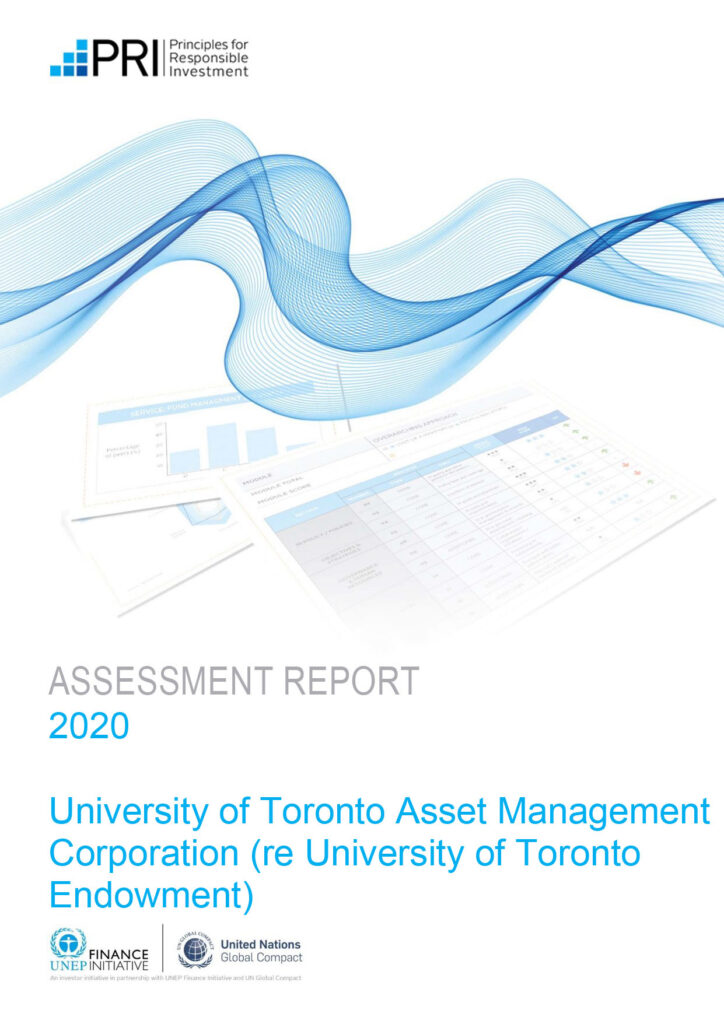 Cover of 2020 Assessment Report for UTAM (re UT Endowment)